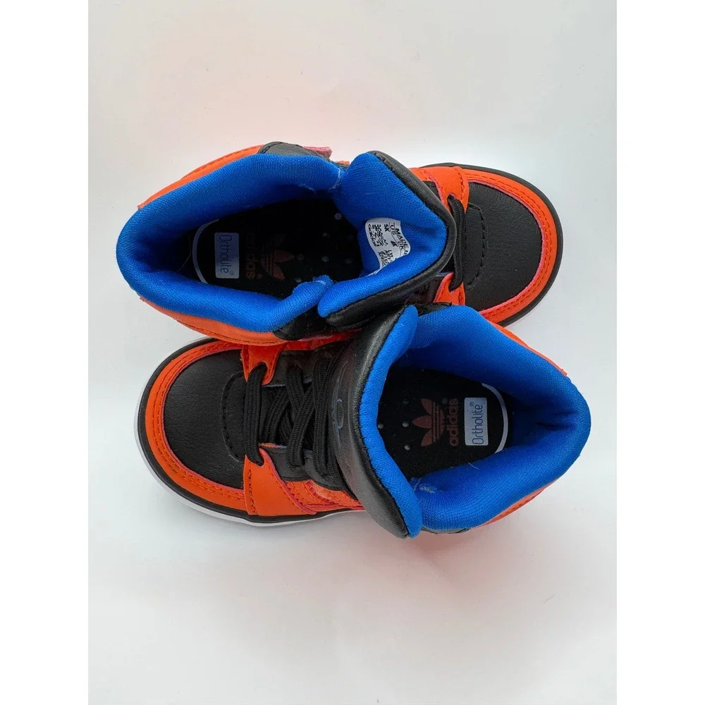 Adidas Originals Hard Court Hi Toddler Sneakers Orange Black Blue G99437 Size 5K
